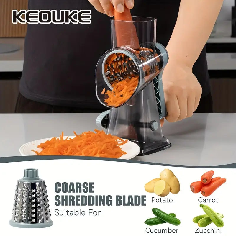 Multifunctional Rotary Vegetable Cutter & Grater – Effortless Food Preparation